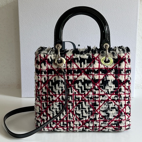 Christian Dior Black Quilted Tweed with Patent Leather
Lady Dior Bag - Picture 2 of 14